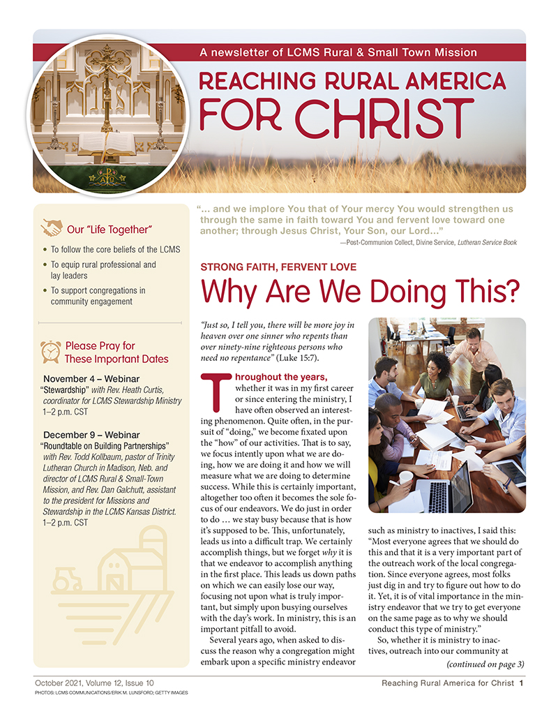 LCMS October 2021 Rural & Small Town Mission (RSTM) Newsletter