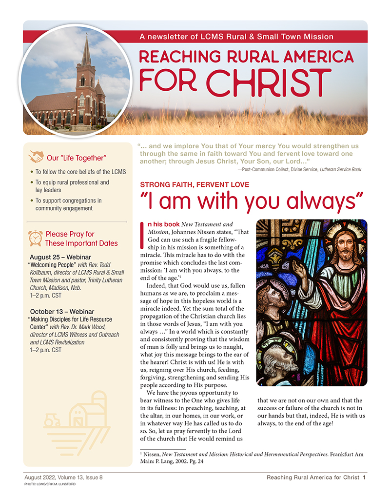 LCMS Rural & Small Town Mission - August 2022 newsletter