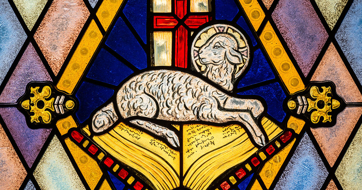 The Paschal Lamb is depicted in a stained glass window at Immanuel Lutheran Church in Seymour, Ind. (LCMS Communications/Erik M. Lunsford)