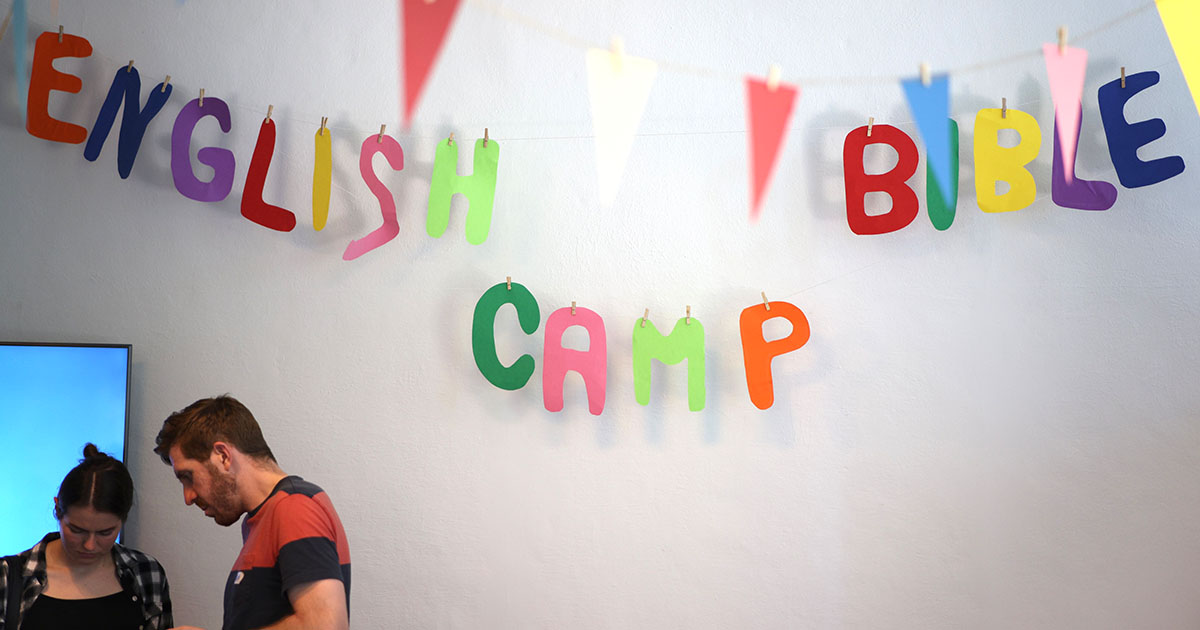 Missionary Ben Helge prepares for the day at English Bible Camp. Photo credit: Mark Winterstein.