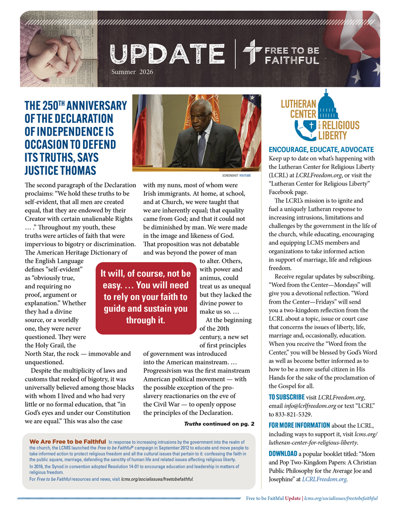 ‘Free to be Faithful’ – Summer 2026 newsletter