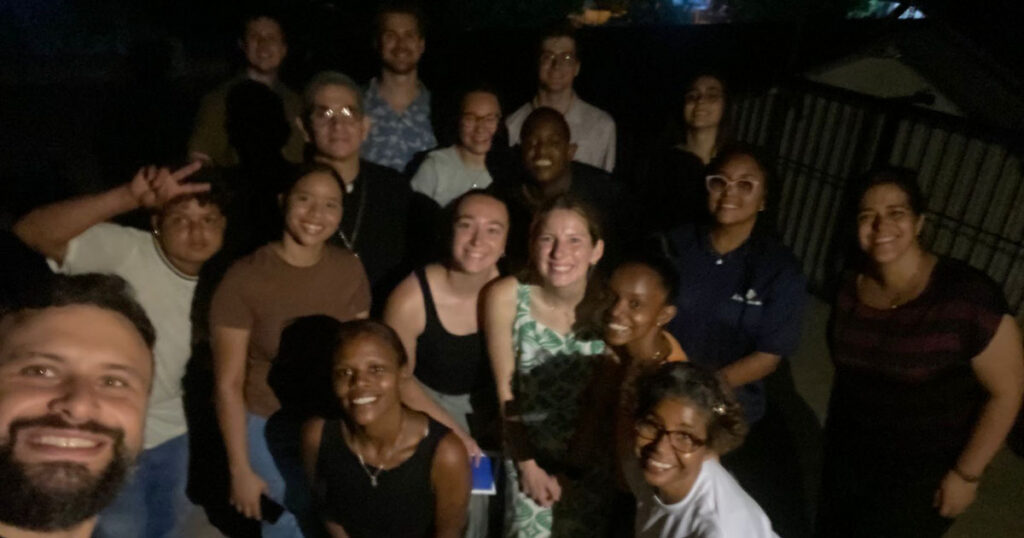 Members of the Concordia the Reformer congregation in the Dominican Republic join LCMS Short-Term mission team members on the roof for Compline. (Photo courtesy of Zander Simaras.)