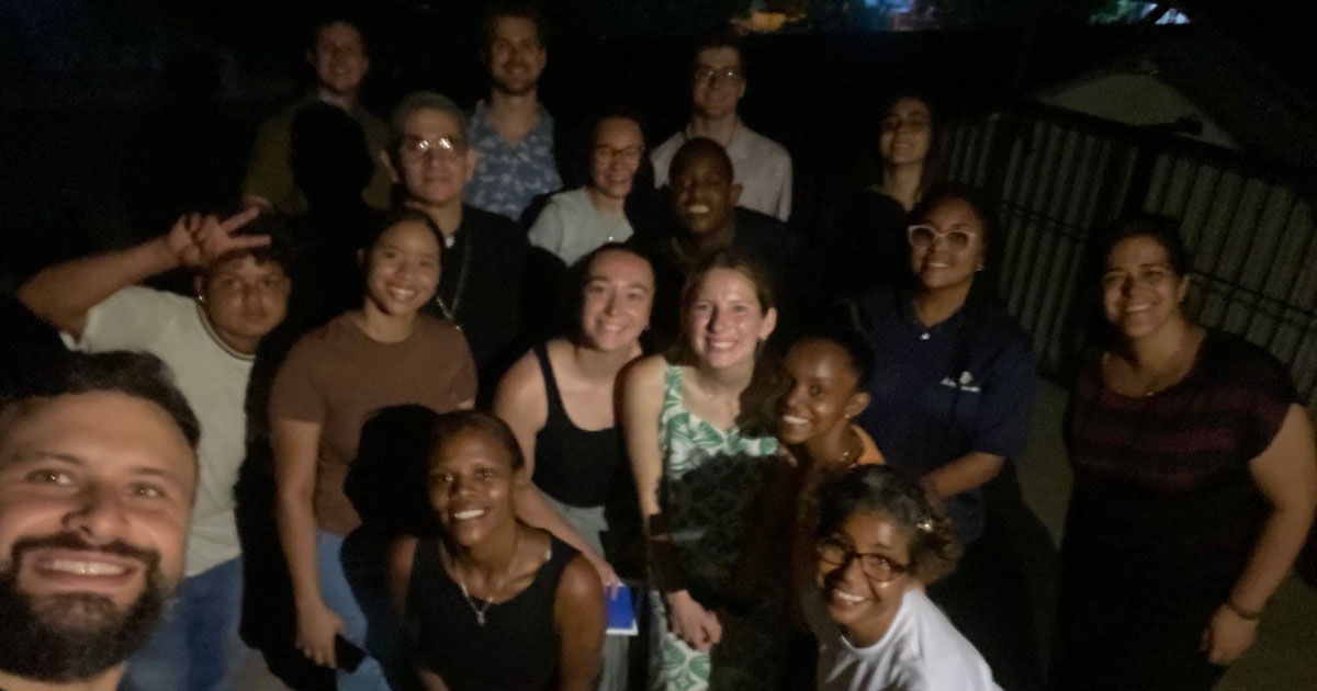 Members of the Concordia the Reformer congregation in the Dominican Republic join LCMS Short-Term mission team members on the roof for Compline. (Photo courtesy of Zander Simaras.)