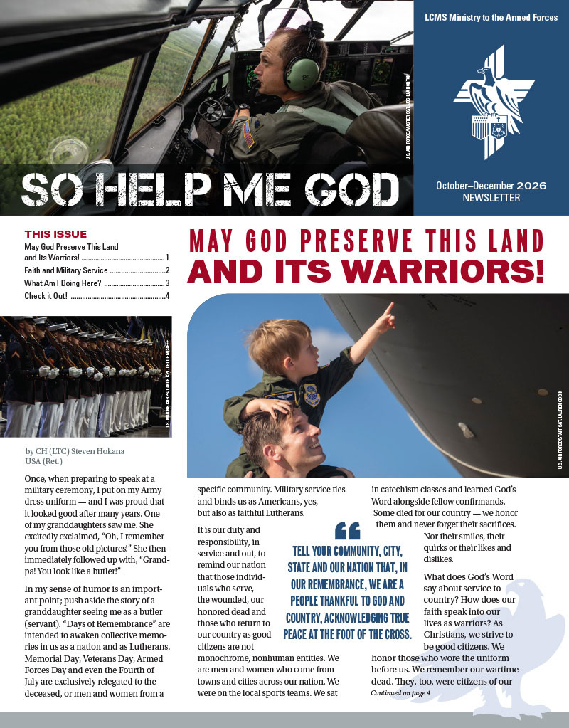 LCMS Ministry to the Armed Forces – Fourth Quarter 2026 newsletter