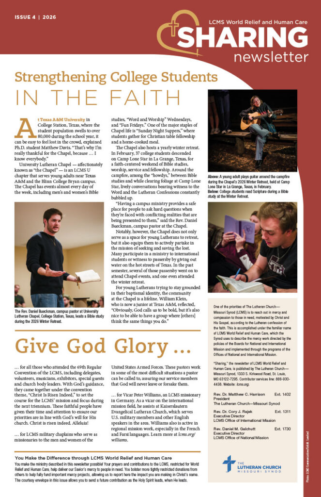 LCMS World Relief and Human Care — Sharing Newsletter — 2026 — Issue 4