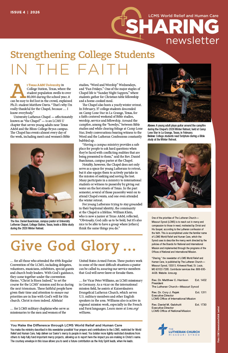 LCMS World Relief and Human Care — Sharing Newsletter — 2026 — Issue 4